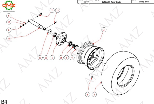 YARIM PASO CİVATA M16X100