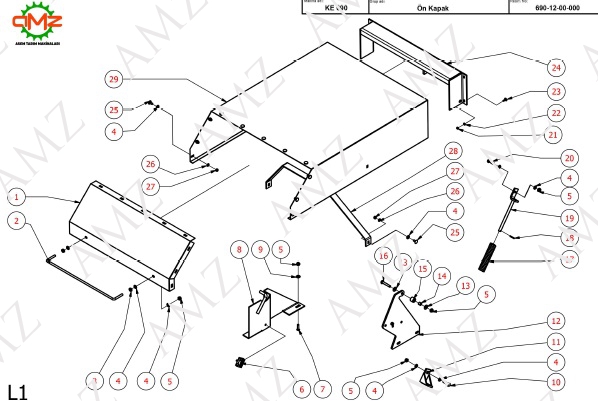 DİBİ DÖRTKÖŞE CİVATA M8X20